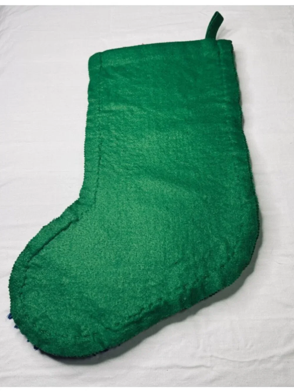 Vintage Latch Hook Angel Christmas Stocking Handmade Blue